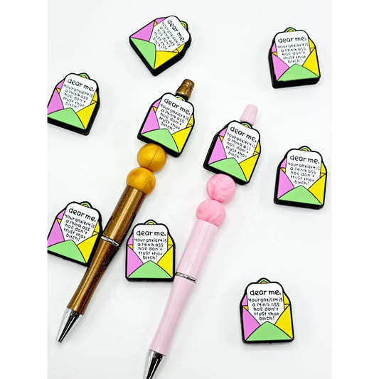 親愛なる私へ、あなたの不安は嘘つきです。そんな女を信用しないでください。封筒入りシリコンフォーカルビーズ