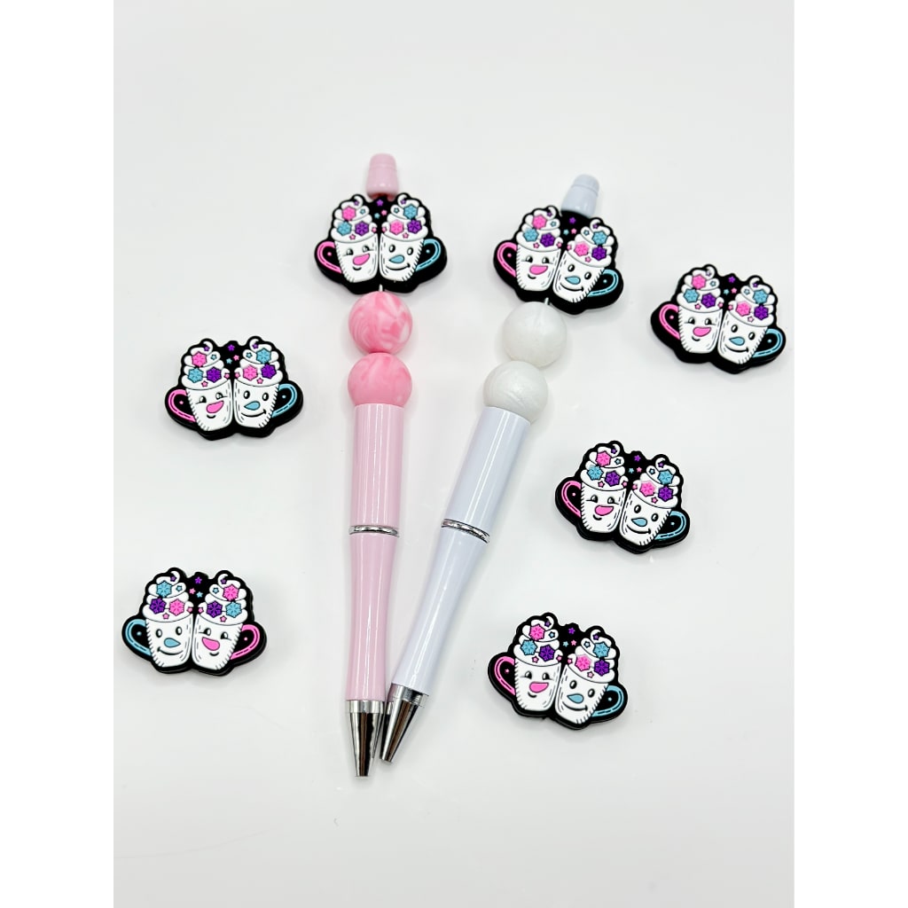 かわいいカップルマグカップ ラブ スノーフラワー スター シリコンフォーカルビーズ