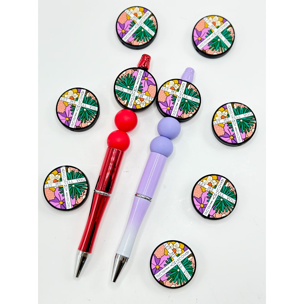 私のイエスについてお話しましょうフラワーラウンドシリコンフォーカルビーズ