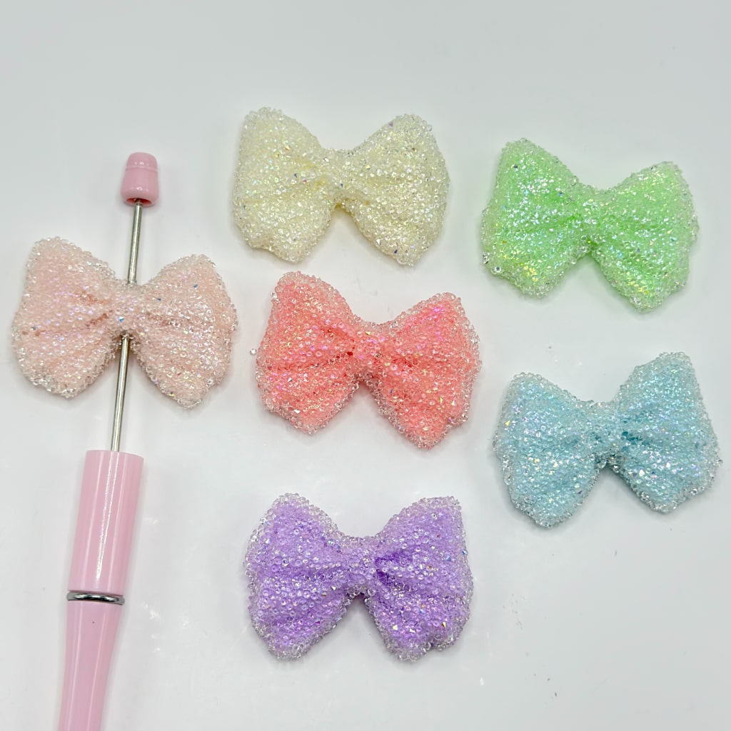 キラキラ輝く無地バタフライシュガーアクリルビーズ、ランダムミックス、約47×33mm