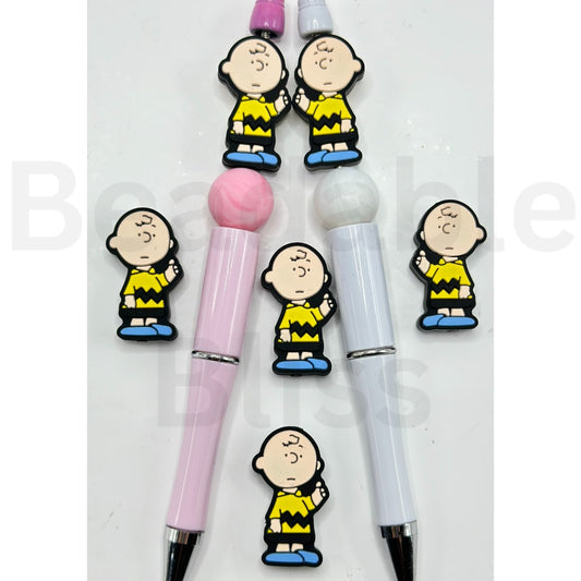 Little Cute Boy Charlie Brow Comic Dog Silicone Focal Beads