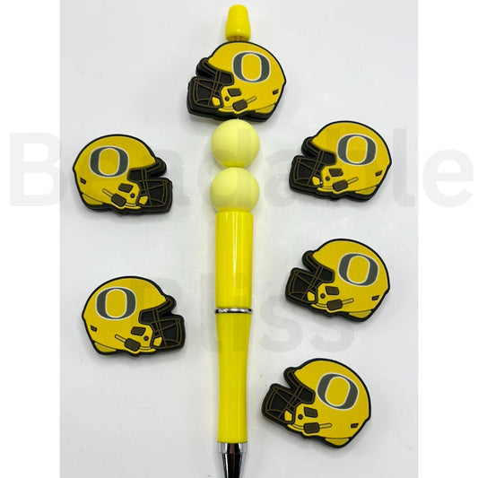 USA America College University Football Teams  Oregon Duc Helmet Silicone Focal Beads, Please Read the Description