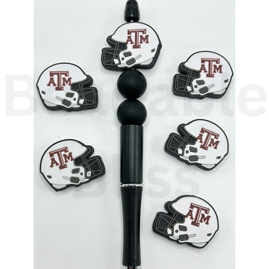 USA America College University Football Teams Texas A&M Aggi Helmet Silicone Focal Beads, Please Read the Description
