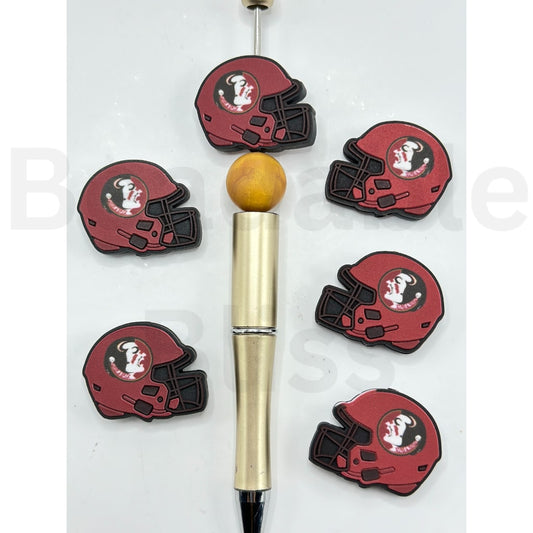 USA America College University Football Teams Florida State Seminol Helmet Silicone Focal Beads, Please Read the Description