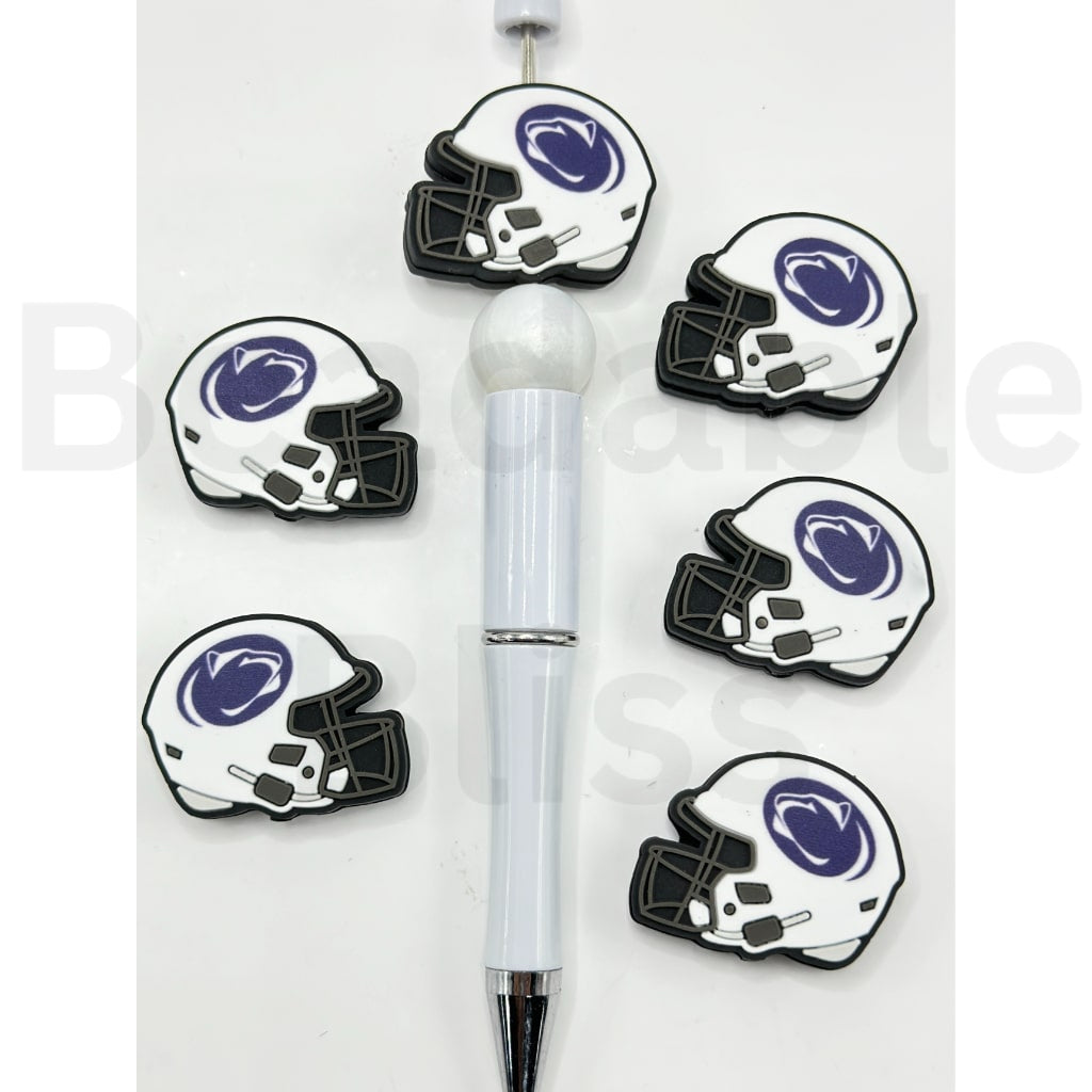 USA America College University Football Teams Penn State Nittany Lio Helmet Silicone Focal Beads,Please Read the Description