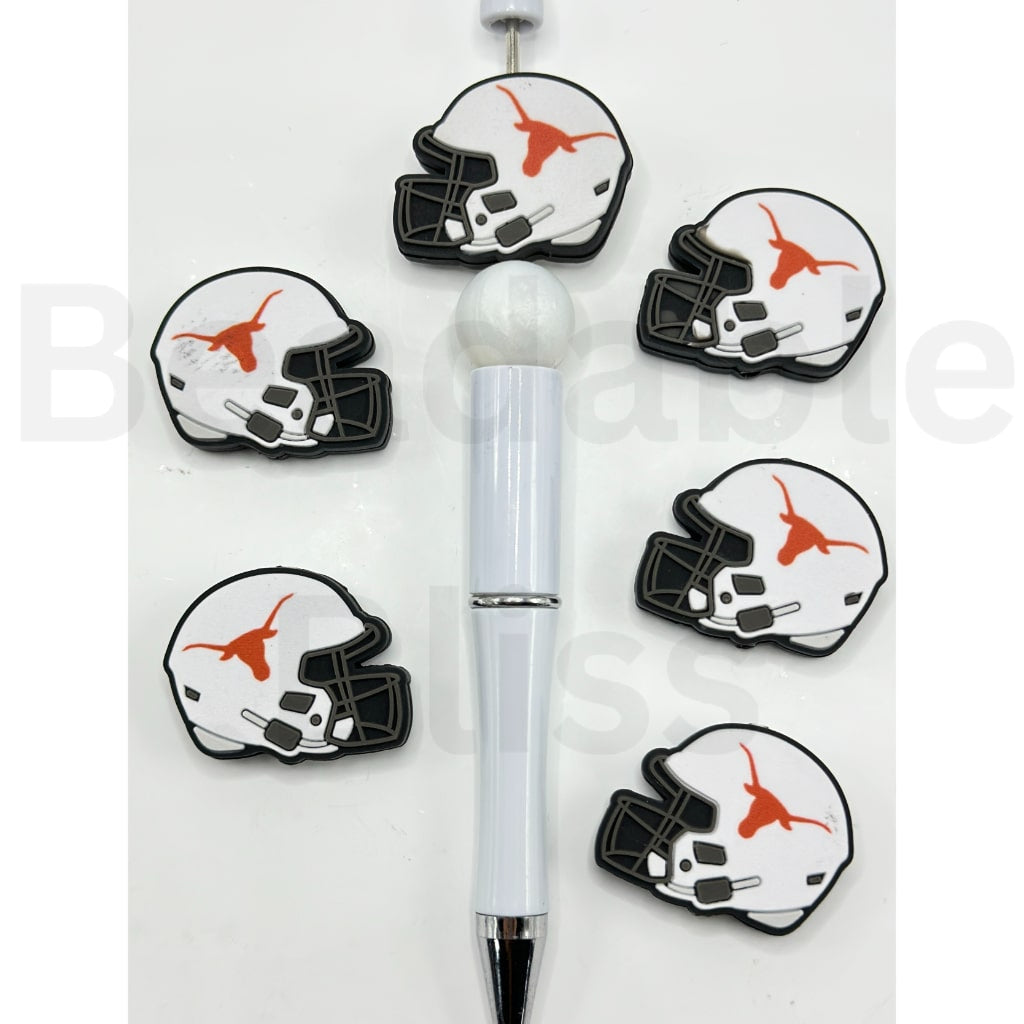 USA America College University Football Teams Texas Longhor Helmet Silicone Focal Beads, Please Read the Description
