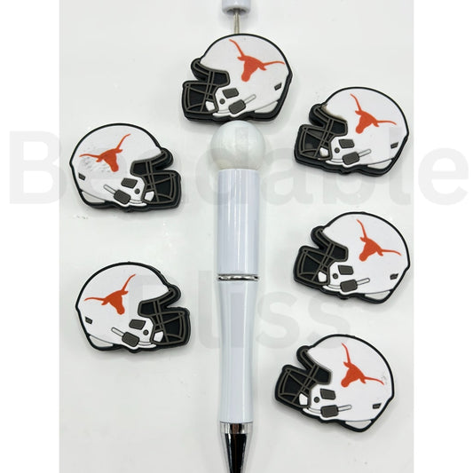 USA America College University Football Teams Texas Longhor Helmet Silicone Focal Beads, Please Read the Description