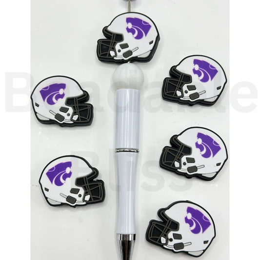 USA America College University Football Teams Kansas State Wildca Helmet Silicone Focal Beads, Please Read the Description