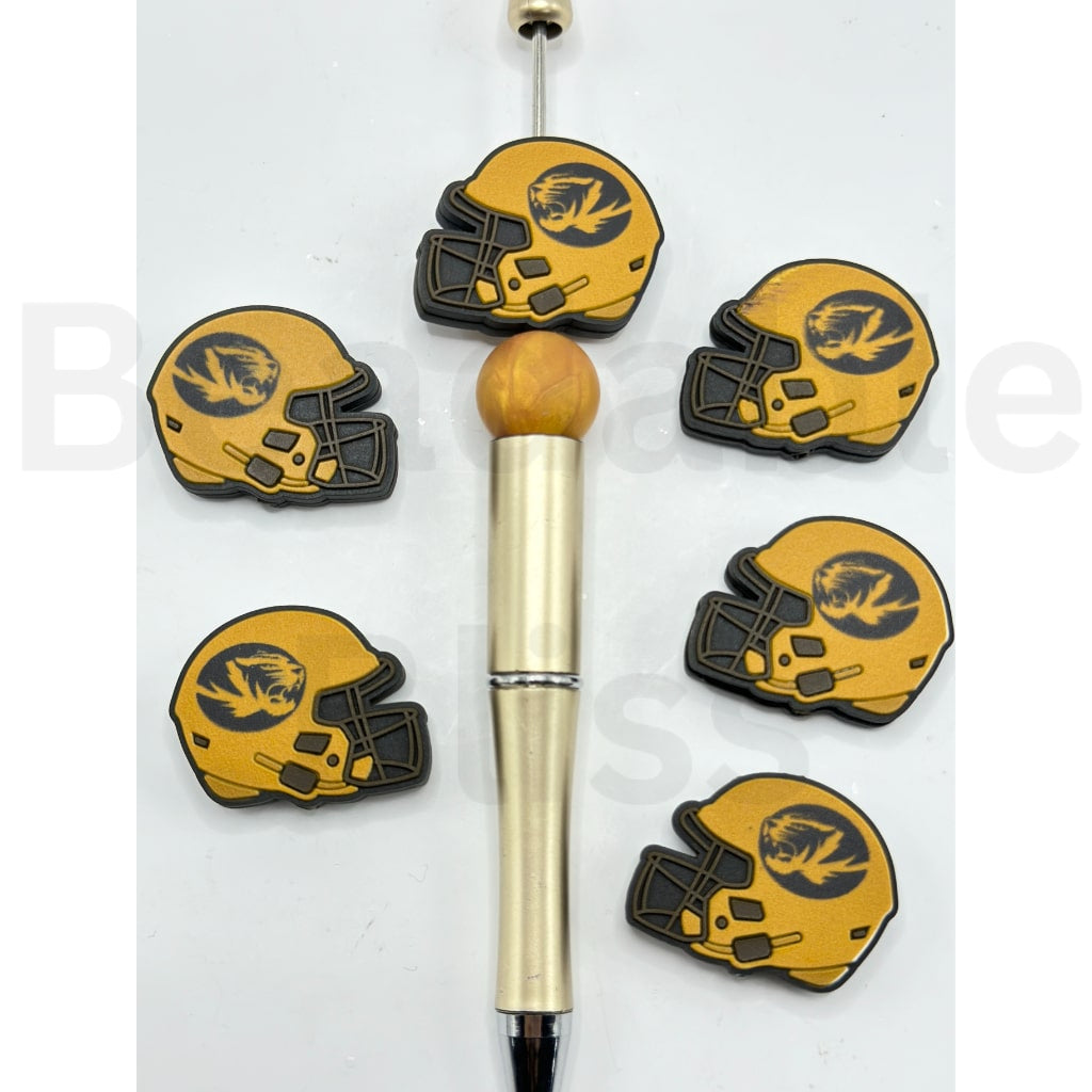 USA America College University Football Teams Missouri Tige Helmet Silicone Focal Beads, Please Read the Description