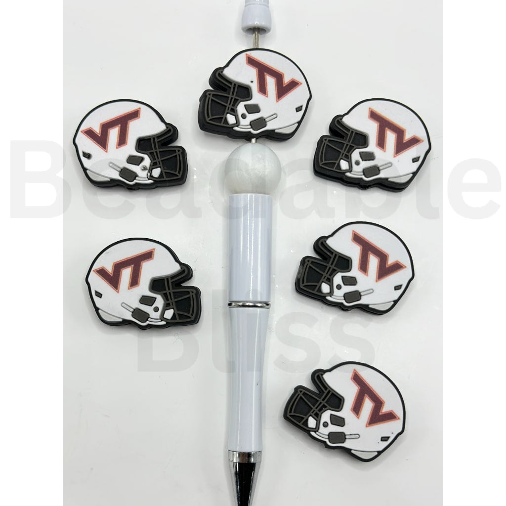 USA America College University Football Teams Virginia Tech Hoki Helmet Silicone Focal Beads, Please Read the Description