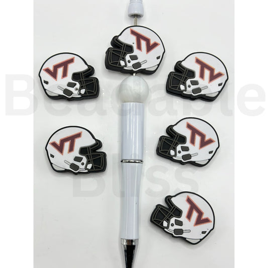USA America College University Football Teams Virginia Tech Hoki Helmet Silicone Focal Beads, Please Read the Description