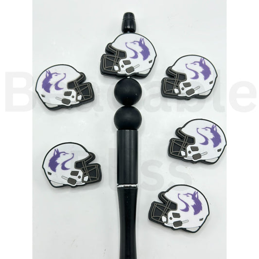 USA America College University Football Teams Washington Husky Helmet Silicone Focal Beads, Please Read the Description