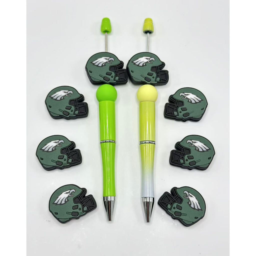 USA American Football Team Philadelphia Eagles Helmet Sports Silicone Focal Beads