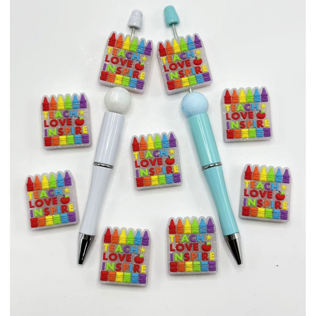 キラキラ輝く、教える、愛する、刺激する、カラフルなクレヨンペン、アップルスター、スクールシリコンフォーカルビーズ