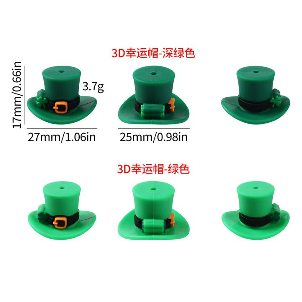 3D Green Color Gentleman Hat Silicone Focal Beads