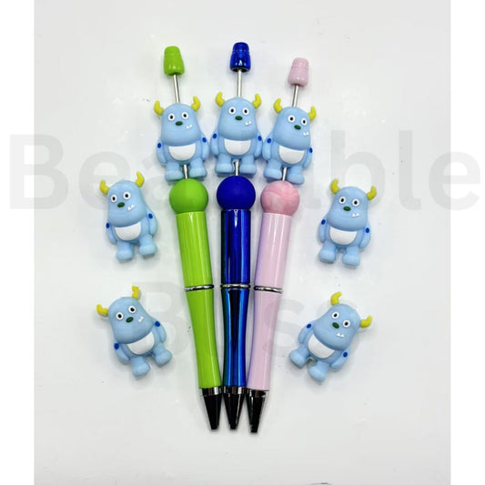 3D Cute Blue Cow Monster Playful Series Silicone Focal Beads