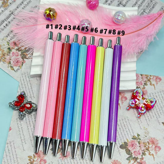 Beadable Pens for Pen Wraps, New Style DIY Pens for Sublimation Wraps, Silver Metal Ballpoint Pens
