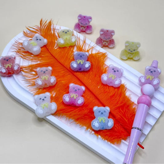 ミニかわいいフロックベアアクリルビーズ、ランダムミックス、約26×23MM