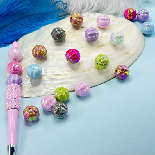 UV仕上げ マルチカラー パンプキン アクリルビーズ ランダムミックス 16mm