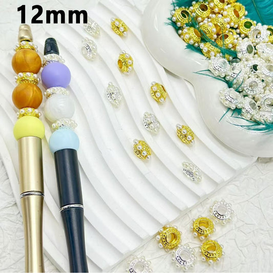 繊細なシルバーゴールドメタルホイールアバカススペーサー、ホワイトパール付き、12MM