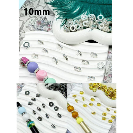 絶妙なシルバーゴールドブラックメタルスペーサー、ABラインストーン付き、10MM