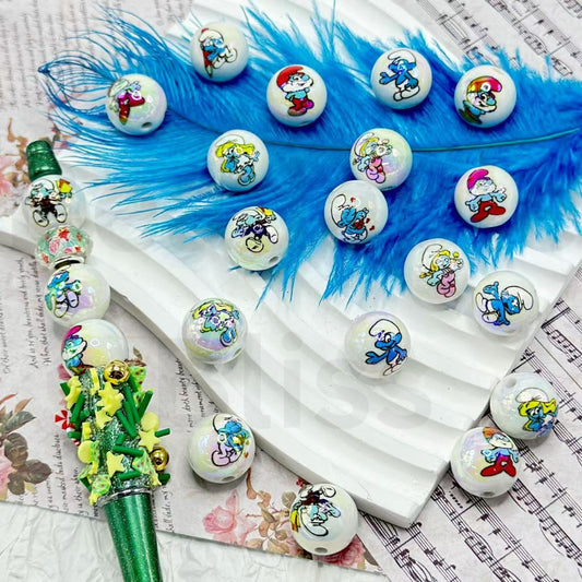 UV仕上げ リトルキュート スマーホワイト ラウンドアクリルビーズ ランダムミックス 16mm