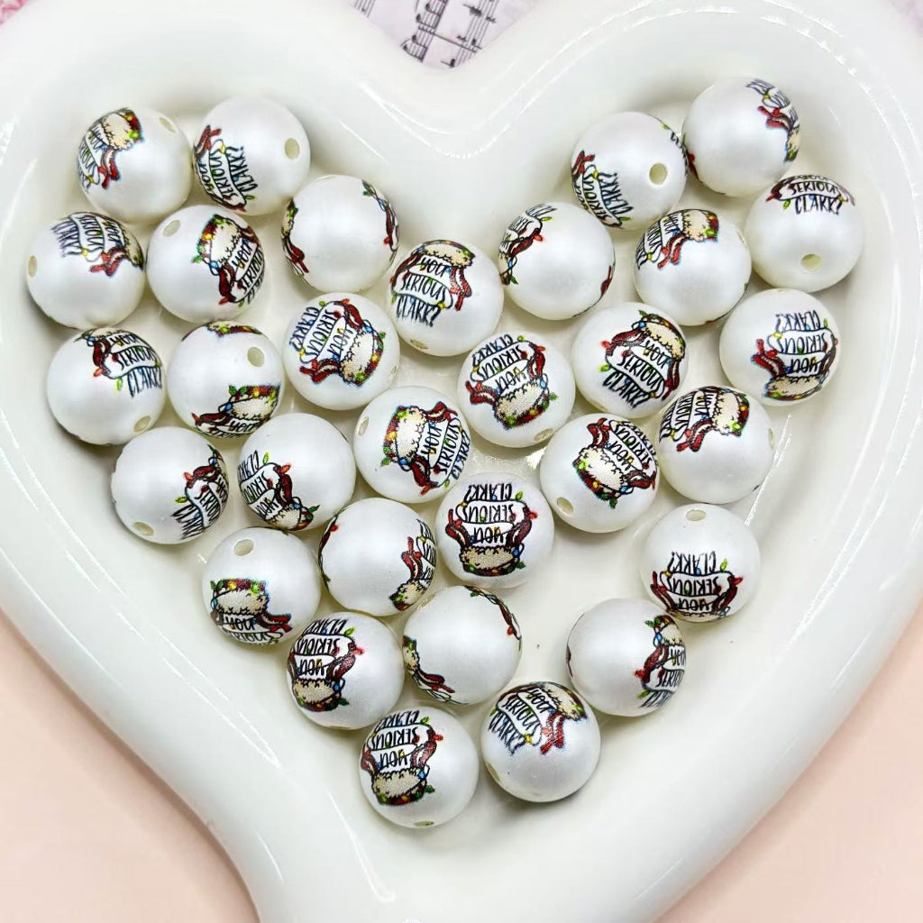 フロストマットクリスマス電球ライトユーシリアスクラークホワイトラウンドアクリルビーズ、16MM