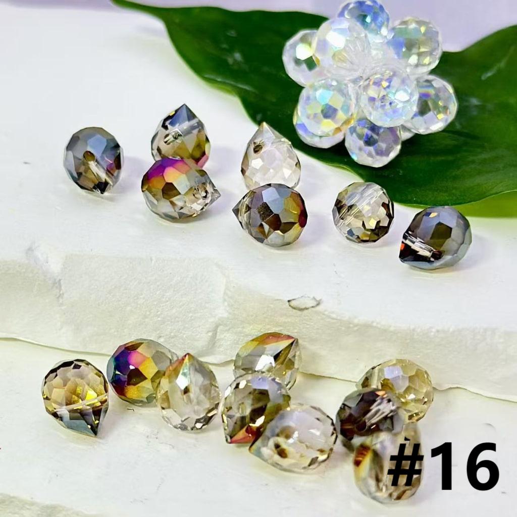 キラキラ輝くカラフルな多面体ウォータードロップシェイプクリスタルチェーンストリングアクリルビーズ、11×8MM、説明をお読みください。