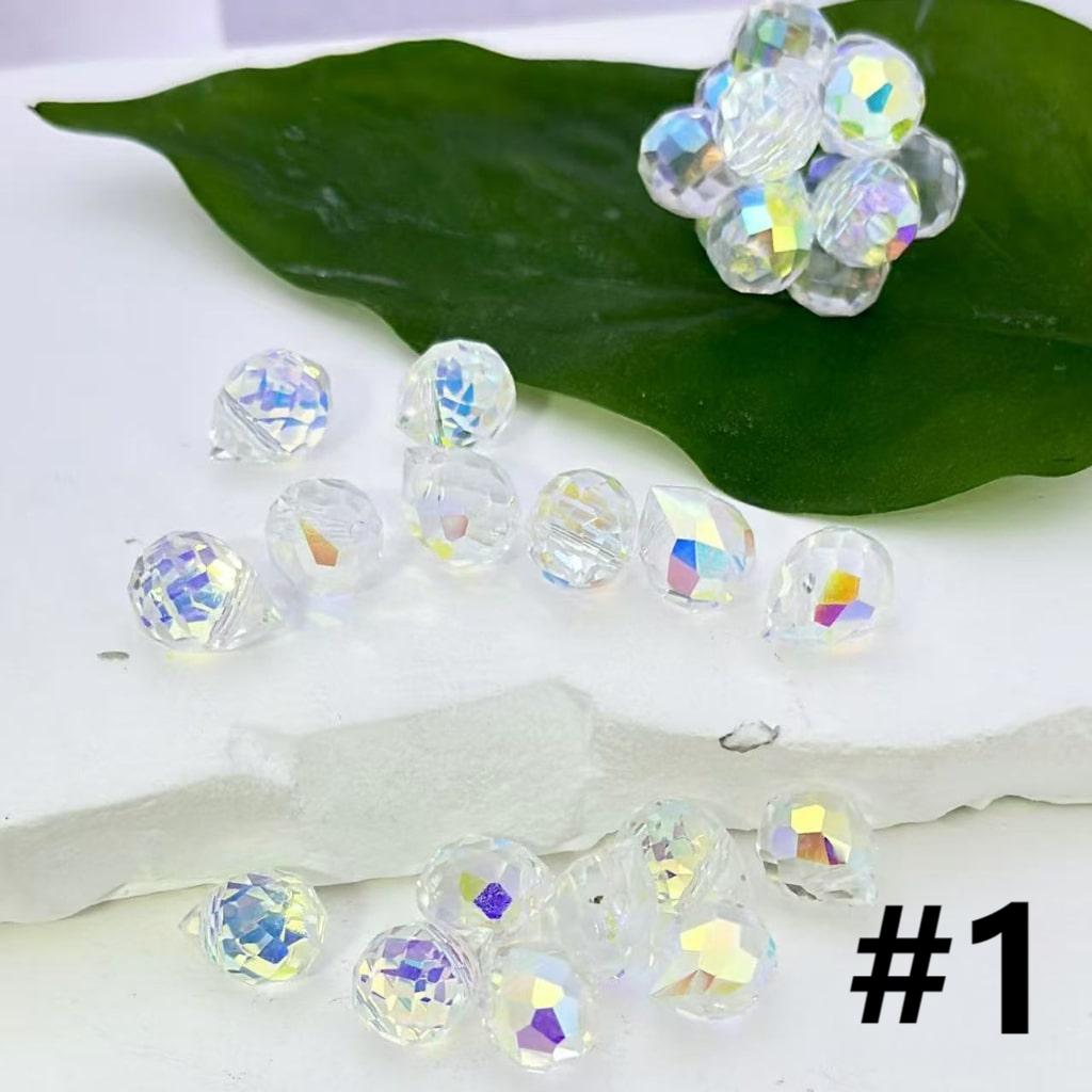 キラキラ輝くカラフルな多面体ウォータードロップシェイプクリスタルチェーンストリングアクリルビーズ、11×8MM、説明をお読みください。