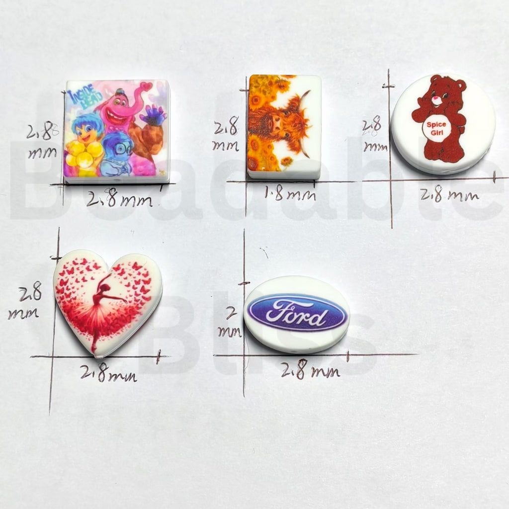 Customization of Double-Side Flat Printing Silicone Focal Beads, Please Read the Description
