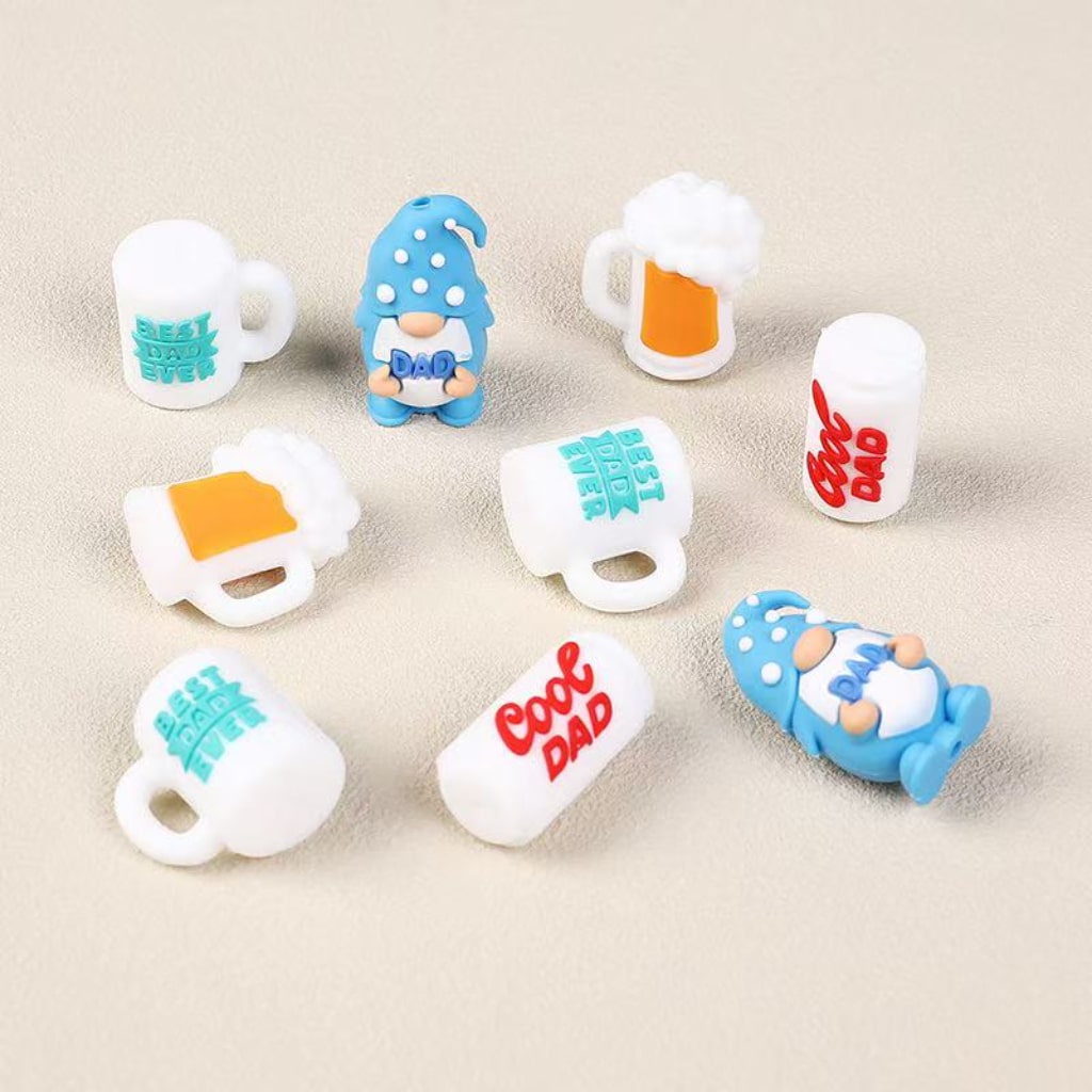 3D Cute Gnome Dad Father Beer Cup Cool Dad Can Best Dad Ever Cup Bottle Silicone Focal Beads