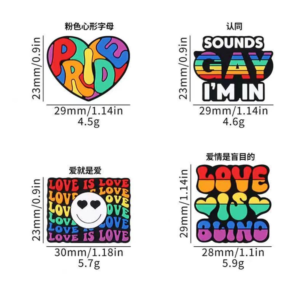Pride Heart Sounds Gay I'm In Love is Love Love is Blind Silicone Focal Beads
