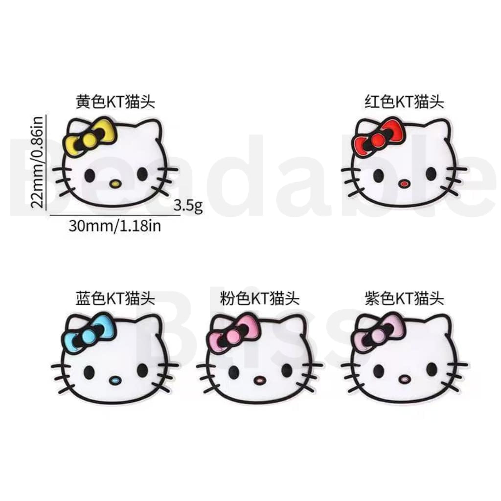 かわいいサンリHK子猫の頭とリボン、シリコン製フォーカルビーズ