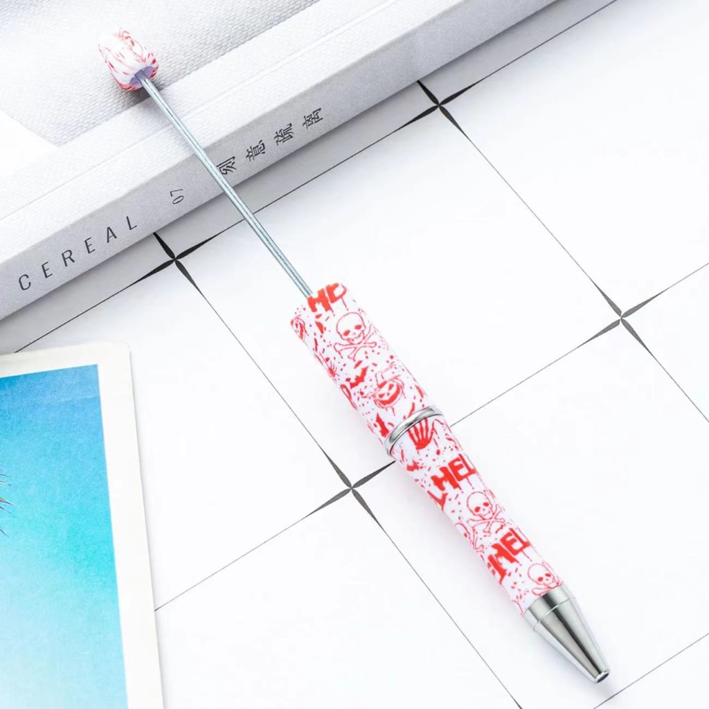 Spooky Red Red Pulse Hand Print Help Skeleton Spooky Face Shadow Pumpkin Spider Bat Halloween Beadable Pen