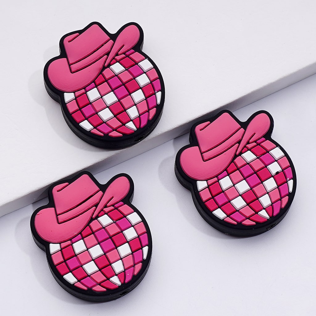 Cute Pink Bowknots Hearts Series Girl Power 90s Baby Silicone Focal Beads