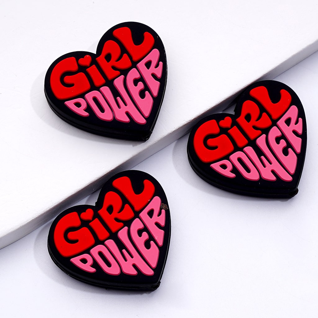 Cute Pink Bowknots Hearts Series Girl Power 90s Baby Silicone Focal Beads