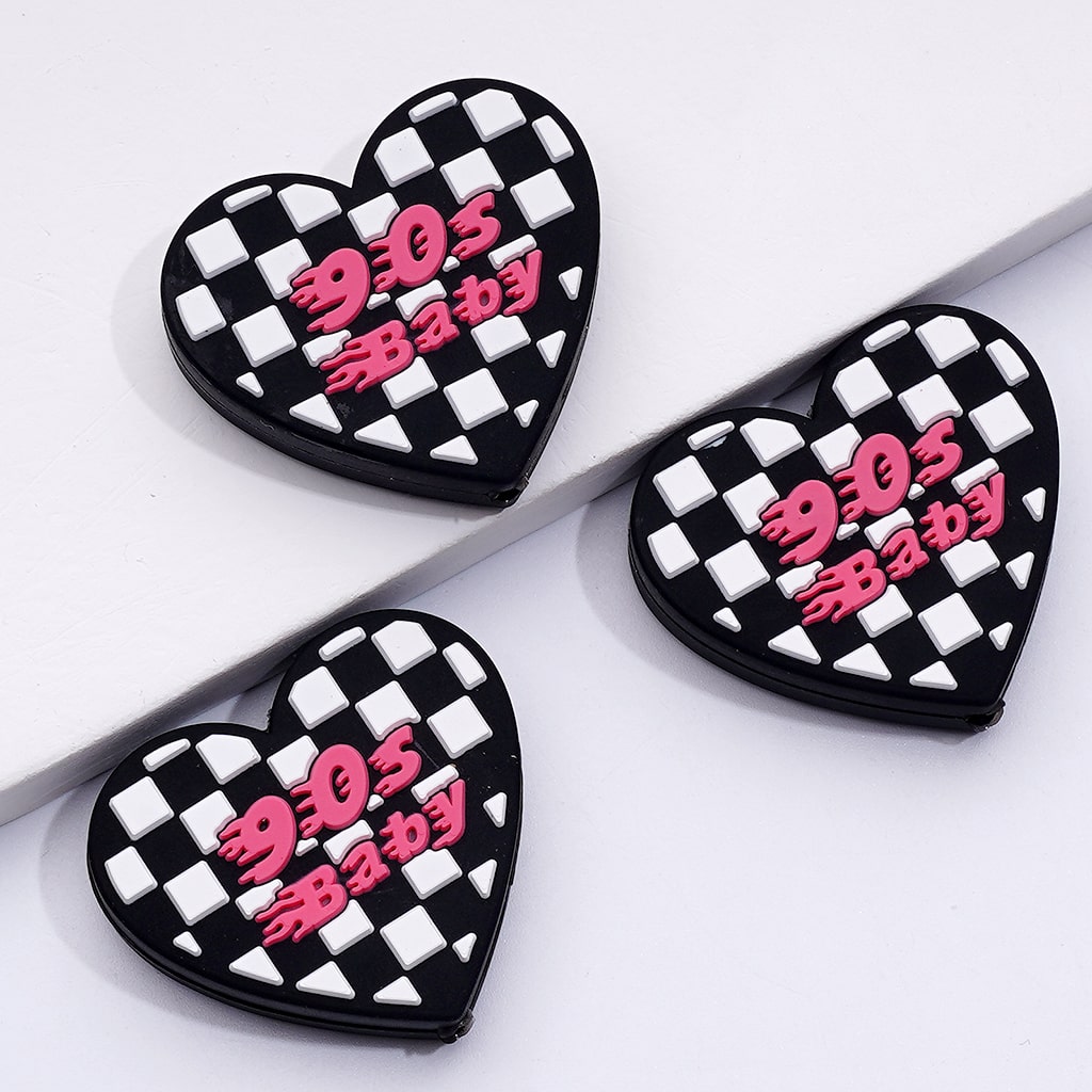 Cute Pink Bowknots Hearts Series Girl Power 90s Baby Silicone Focal Beads