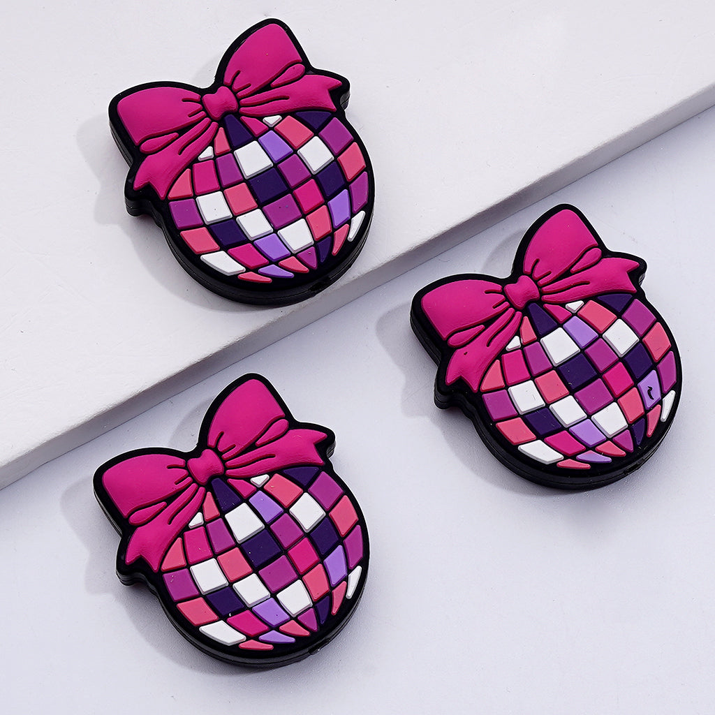 Cute Pink Bowknots Hearts Series Girl Power 90s Baby Silicone Focal Beads