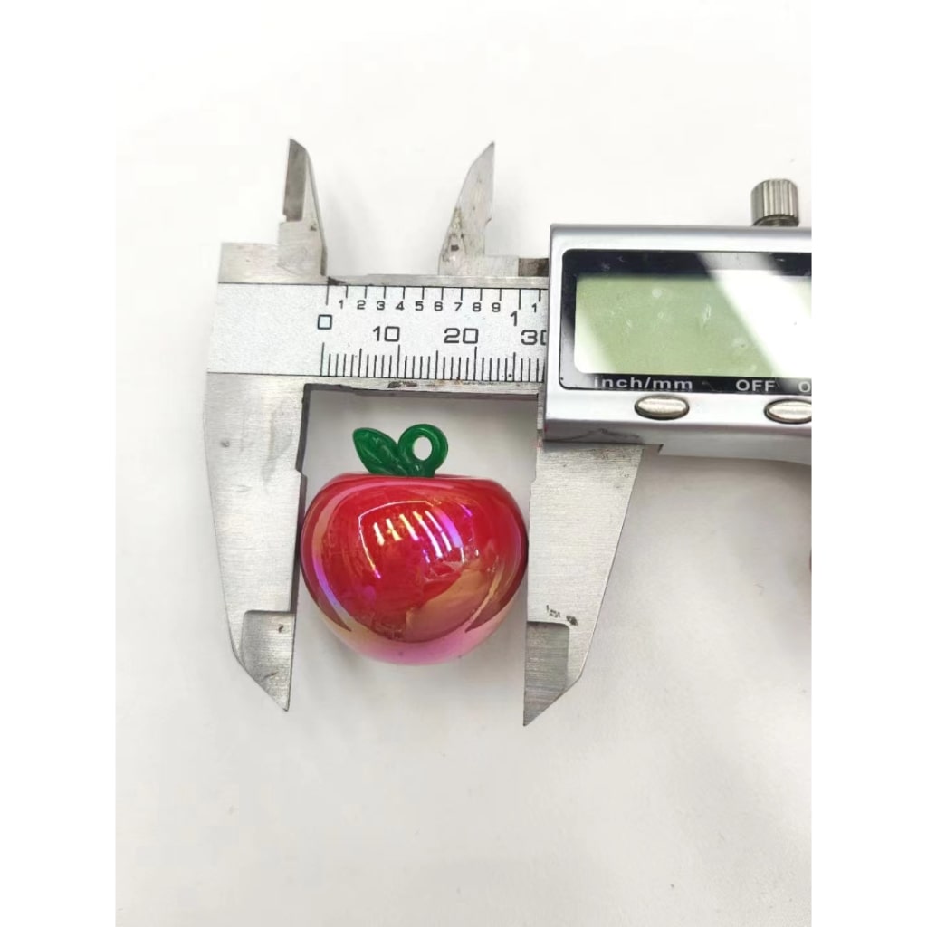 UV Coating Cute Vivid Apples Acrylic Pendants for Keychain in Solid Color, Around 31*30MM, Random Mix