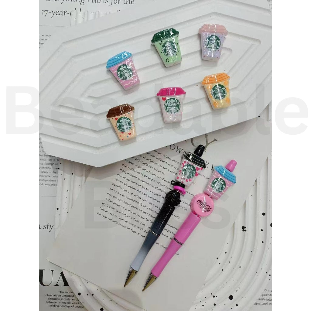 Cute Colorful Prints Starbuc Coffee Cup Acrylic Beads, Around 30*26MM