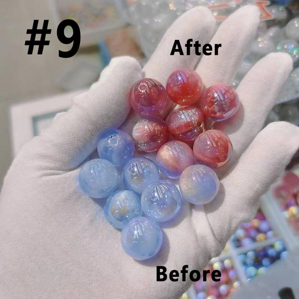 Bling Bling UV Coating Color Changing Cat Eye Style Glitter Round Acrylic Beads, 16MM