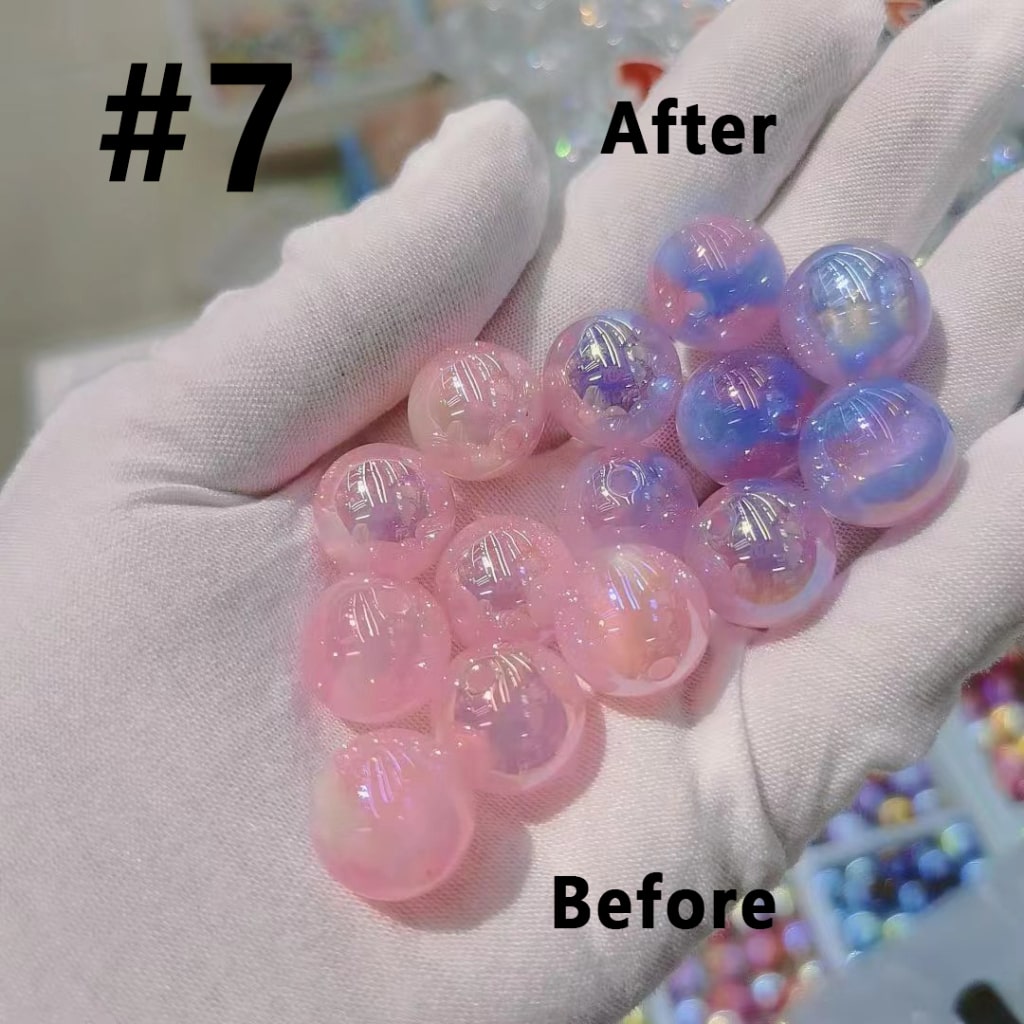 Bling Bling UV Coating Color Changing Cat Eye Style Glitter Round Acrylic Beads, 16MM