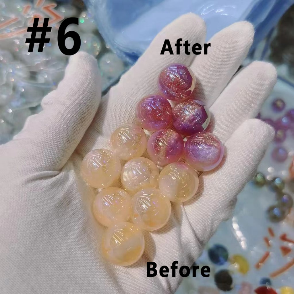 Bling Bling UV Coating Color Changing Cat Eye Style Glitter Round Acrylic Beads, 16MM