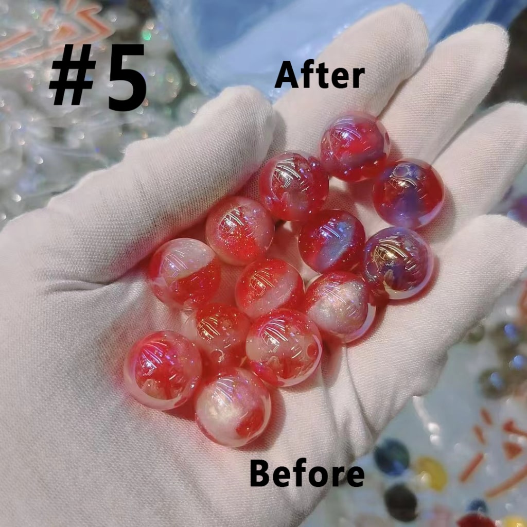 Bling Bling UV Coating Color Changing Cat Eye Style Glitter Round Acrylic Beads, 16MM