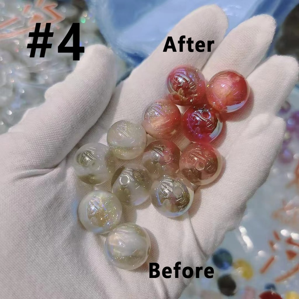 Bling Bling UV Coating Color Changing Cat Eye Style Glitter Round Acrylic Beads, 16MM
