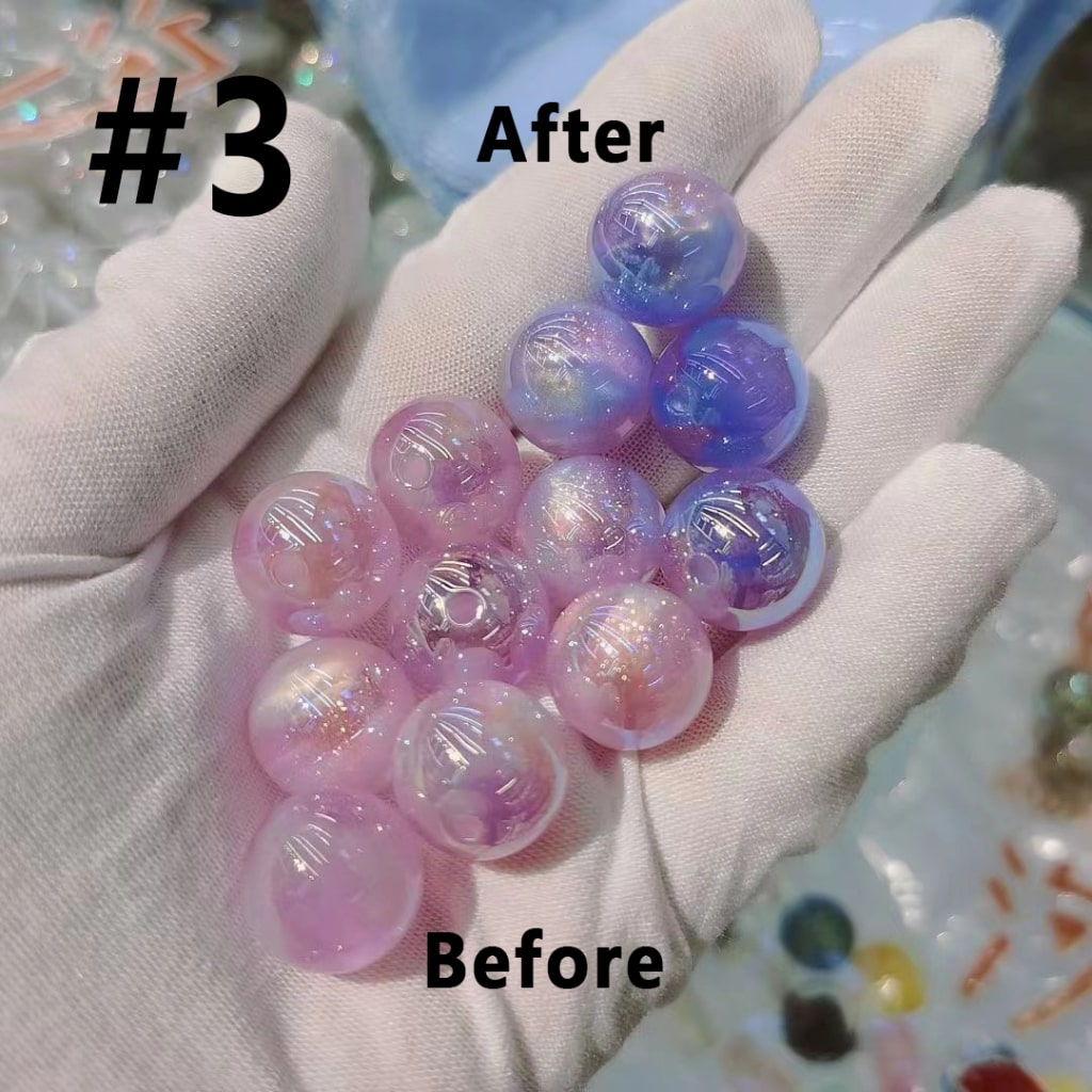 Bling Bling UV Coating Color Changing Cat Eye Style Glitter Round Acrylic Beads, 16MM