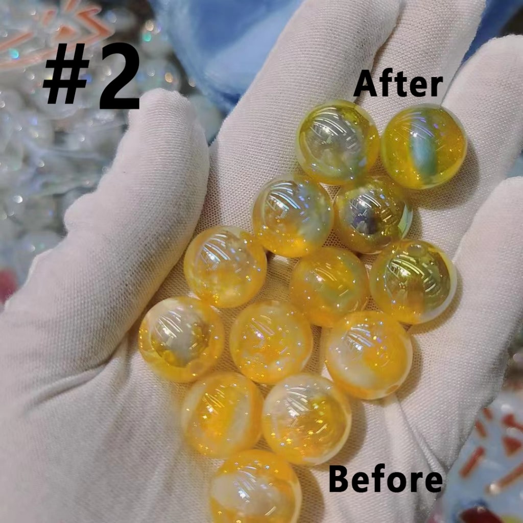 Bling Bling UV Coating Color Changing Cat Eye Style Glitter Round Acrylic Beads, 16MM