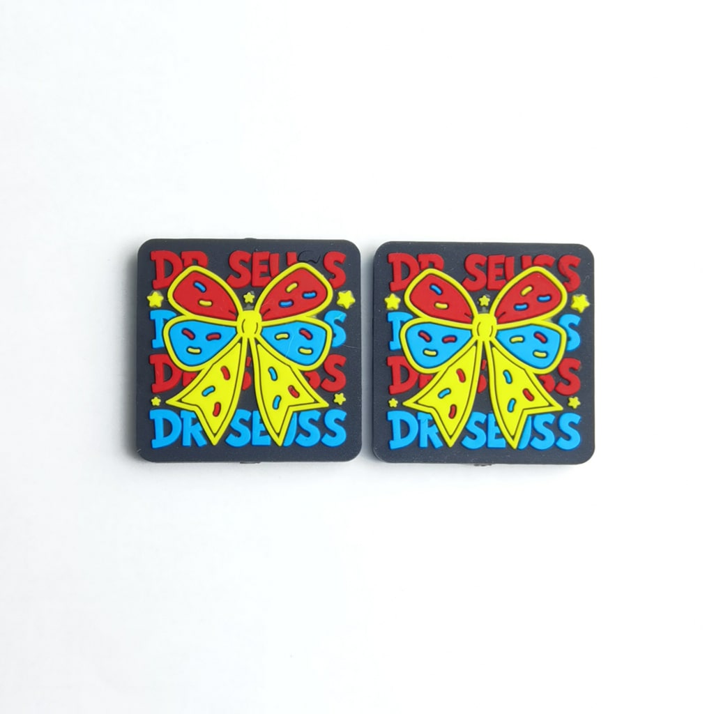 Luminous Cute Colorful Bowknot Dr.Seuss Silicone Focal Beads