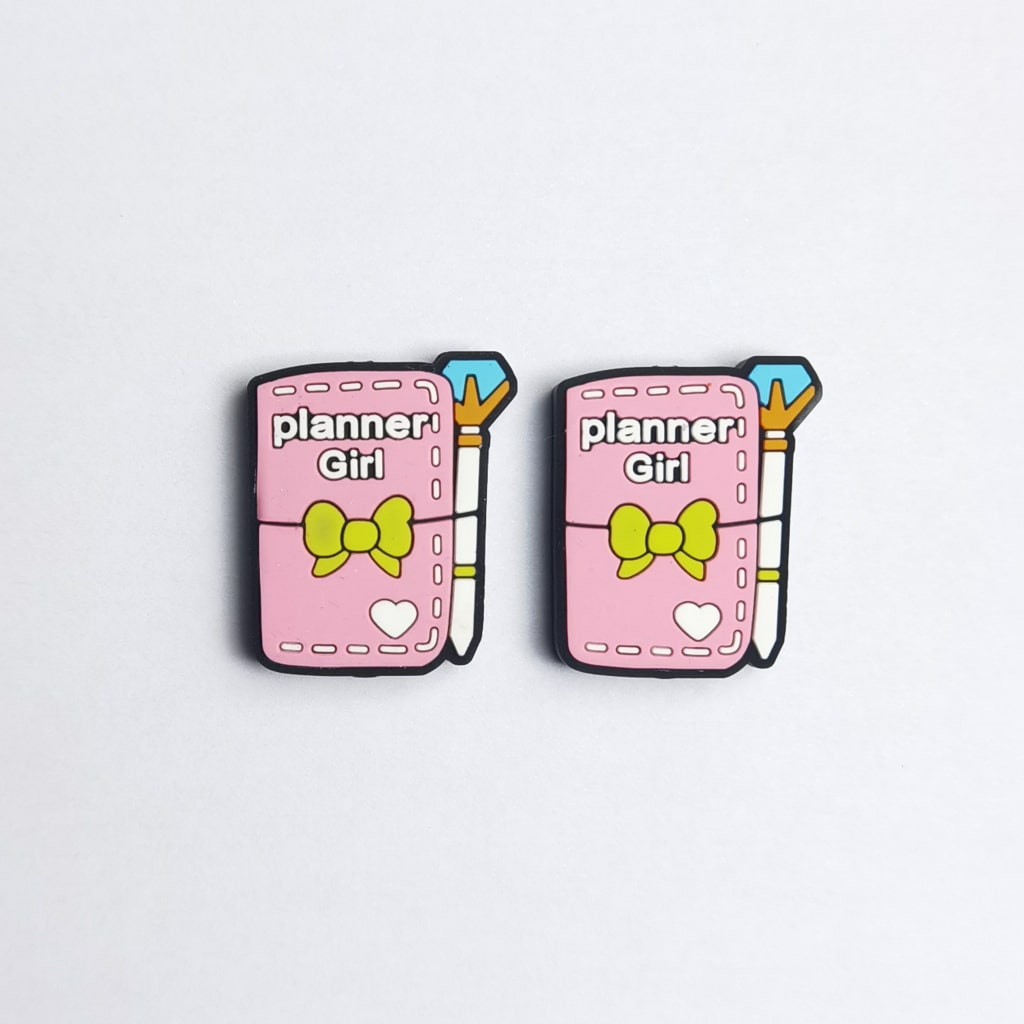Luminous Cute Pink Notebook Planner Girl Silicone Focal Beads