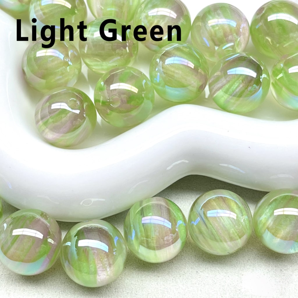 Glossy Shiny Glitter Stripes Inside Round Acrylic Beads, 16MM